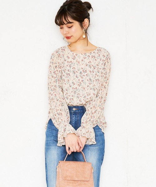 natural couture(ナチュラルクチュール)の「ランダムプリーツシフォンブラウス(シャツ/ブラウス・レディース・ライトグレー/オフホワイト/ピンク/その他1/その他2・FREE)」の5枚目の写真