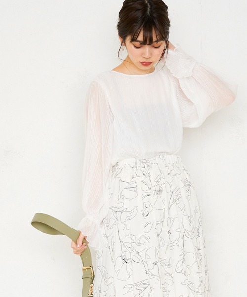 natural couture(ナチュラルクチュール)の「ランダムプリーツシフォンブラウス(シャツ/ブラウス・レディース・ライトグレー/オフホワイト/ピンク/その他1/その他2・FREE)」の19枚目の写真