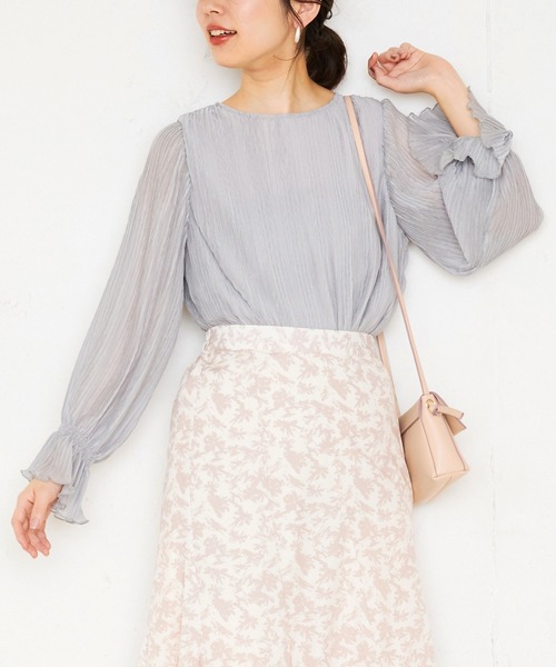 natural couture(ナチュラルクチュール)の「ランダムプリーツシフォンブラウス(シャツ/ブラウス・レディース・ライトグレー/オフホワイト/ピンク/その他1/その他2・FREE)」の13枚目の写真
