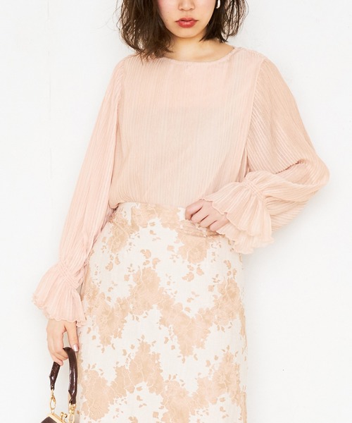 natural couture(ナチュラルクチュール)の「ランダムプリーツシフォンブラウス(シャツ/ブラウス・レディース・ライトグレー/オフホワイト/ピンク/その他1/その他2・FREE)」の7枚目の写真