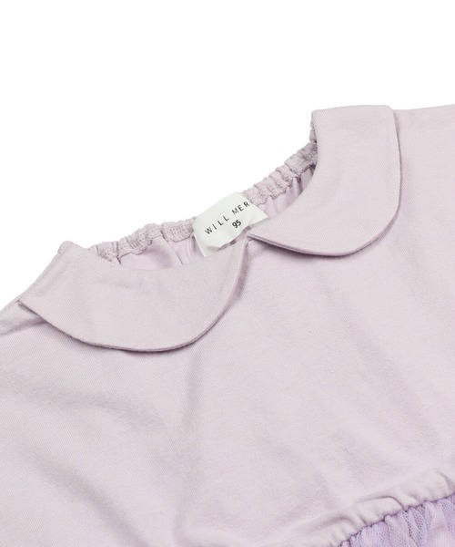 Will Mery（ウイルメリィ）の「衿付きチュール切替チュニックTシャツ（Tシャツ/カットソー・キッズ・オフホワイト/レッド/グリーン/ライトグリーン/ラベンダー/スミクロ・80/90/95/100/110/120/130）」の10枚目の写真