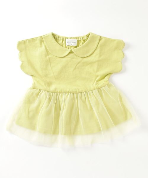 Will Mery（ウイルメリィ）の「衿付きチュール切替チュニックTシャツ（Tシャツ/カットソー・キッズ・オフホワイト/レッド/グリーン/ライトグリーン/ラベンダー/スミクロ・80/90/95/100/110/120/130）」の13枚目の写真
