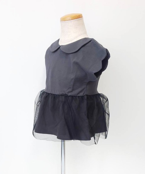 Will Mery（ウイルメリィ）の「衿付きチュール切替チュニックTシャツ（Tシャツ/カットソー・キッズ・オフホワイト/レッド/グリーン/ライトグリーン/ラベンダー/スミクロ・80/90/95/100/110/120/130）」の18枚目の写真