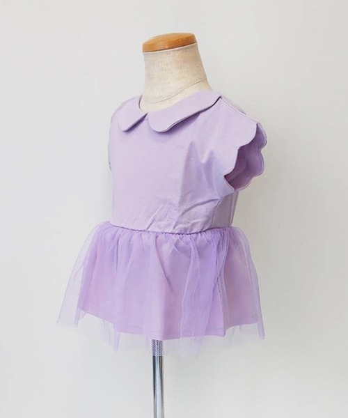 Will Mery（ウイルメリィ）の「衿付きチュール切替チュニックTシャツ（Tシャツ/カットソー・キッズ・オフホワイト/レッド/グリーン/ライトグリーン/ラベンダー/スミクロ・80/90/95/100/110/120/130）」の17枚目の写真