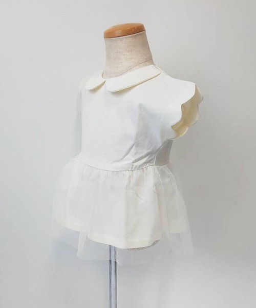 Will Mery（ウイルメリィ）の「衿付きチュール切替チュニックTシャツ（Tシャツ/カットソー・キッズ・オフホワイト/レッド/グリーン/ライトグリーン/ラベンダー/スミクロ・80/90/95/100/110/120/130）」の15枚目の写真