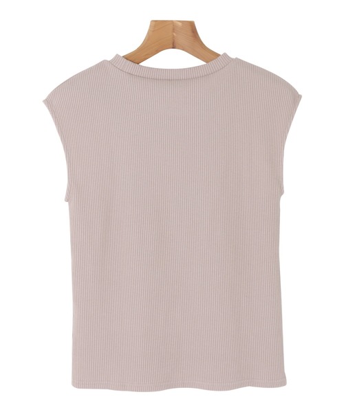 テレコリブクルーネックフレンチスリーブTシャツ