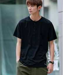 18/- TC スラブ天竺 ヘンリーネック 半袖 Tシャツ