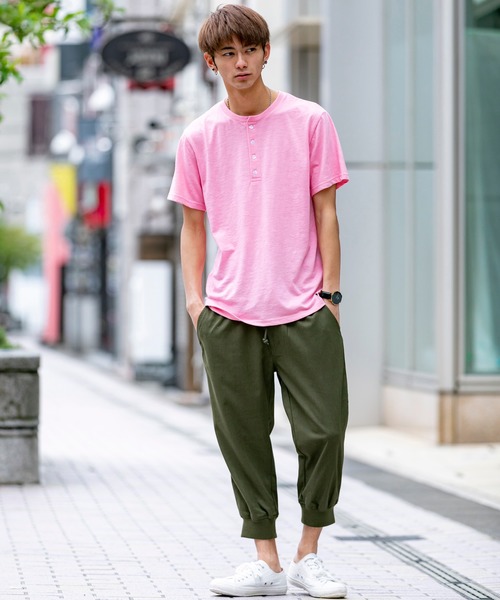 London Denim（ロンドンデニム）の「18/- TC スラブ天竺 ヘンリーネック 半袖 Tシャツ（Tシャツ/カットソー・メンズ・グレー/ネイビー/ブラック/ホワイト/ピンク・M/L/XL）」の10枚目の写真
