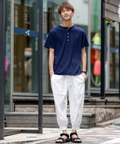 London Denim（ロンドンデニム）の「18/- TC スラブ天竺 ヘンリーネック 半袖 Tシャツ（Tシャツ/カットソー・メンズ・グレー/ネイビー/ブラック/ホワイト/ピンク・M/L/XL）」の8枚目の写真