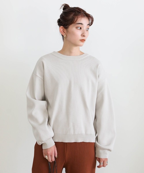 select MOCA(セレクトモカ)の「ショート丈ダンボールニットプルオーバー(Tシャツ/カットソー・レディース・ブラック/ライトグリーン/グレイッシュベージュ・FREE)」の13枚目の写真