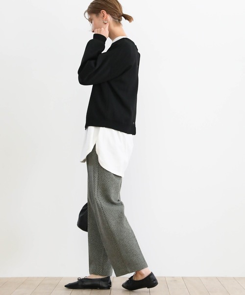 select MOCA(セレクトモカ)の「ショート丈ダンボールニットプルオーバー(Tシャツ/カットソー・レディース・ブラック/ライトグリーン/グレイッシュベージュ・FREE)」の7枚目の写真