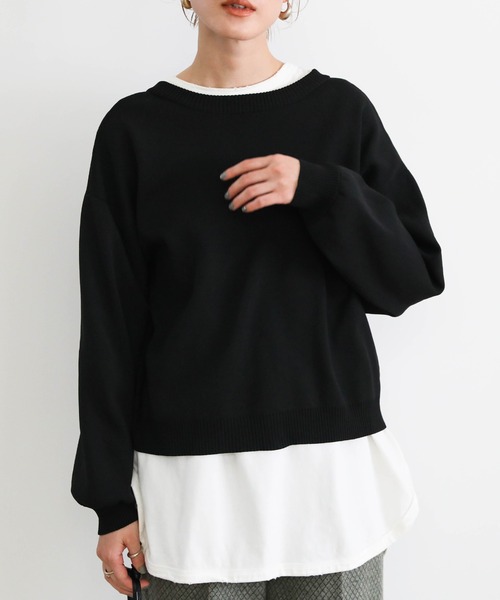 ショート丈ダンボールニットプルオーバー（Tシャツ/カットソー