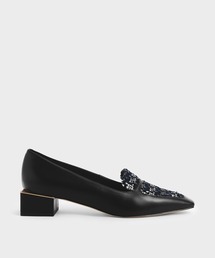 ツイードブロックヒールローファー / Tweed Block Heel Loafers