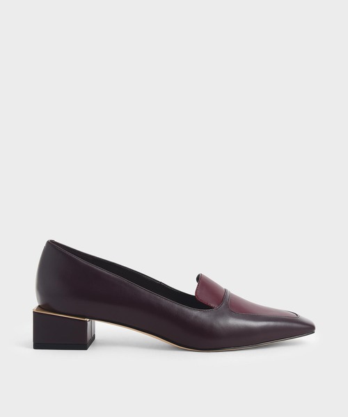 CHARLES & KEITH（チャールズ & キース）の「ツイードブロックヒールローファー / Tweed Block Heel Loafers（ローファー・レディース・ブラック/バーガンディー/ダークブルー・22.5cm/23cm/23.5cm/24.5cm/25cm/25.5cm）」の3枚目の写真