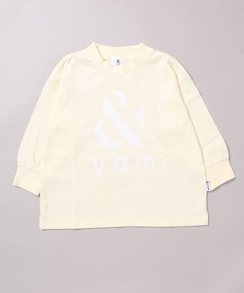 ＆yam（アンドヤム）の「BIG ロゴロンT（Tシャツ/カットソー・キッズ・ブルー/ピンク/オフホワイト/ブラウン/ベージュ/チャコールグレー・150/160/100/110/120/130/140）」の13枚目の写真