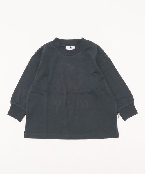 ＆yam（アンドヤム）の「BIG ロゴロンT（Tシャツ/カットソー・キッズ・ブルー/ピンク/オフホワイト/ブラウン/ベージュ/チャコールグレー・150/160/100/110/120/130/140）」の12枚目の写真
