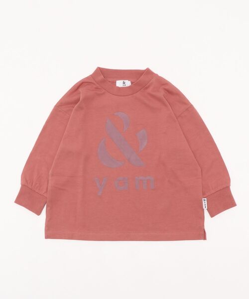＆yam（アンドヤム）の「BIG ロゴロンT（Tシャツ/カットソー・キッズ・ブルー/ピンク/オフホワイト/ブラウン/ベージュ/チャコールグレー・150/160/100/110/120/130/140）」の11枚目の写真