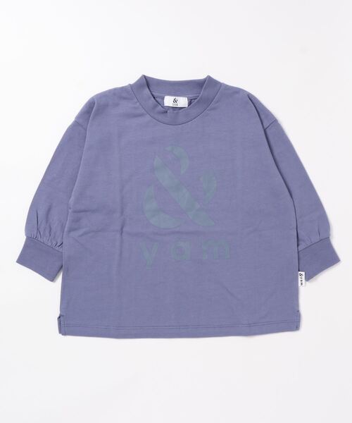 ＆yam（アンドヤム）の「BIG ロゴロンT（Tシャツ/カットソー・キッズ・ブルー/ピンク/オフホワイト/ブラウン/ベージュ/チャコールグレー・150/160/100/110/120/130/140）」の9枚目の写真