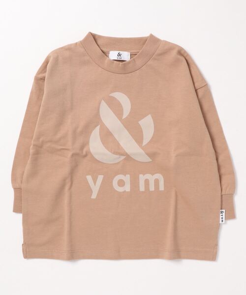 ＆yam（アンドヤム）の「BIG ロゴロンT（Tシャツ/カットソー・キッズ・ブルー/ピンク/オフホワイト/ブラウン/ベージュ/チャコールグレー・150/160/100/110/120/130/140）」の8枚目の写真
