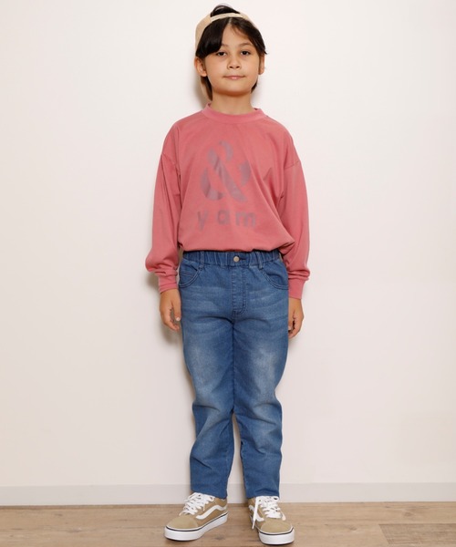 ＆yam（アンドヤム）の「BIG ロゴロンT（Tシャツ/カットソー・キッズ・ブルー/ピンク/オフホワイト/ブラウン/ベージュ/チャコールグレー・150/160/100/110/120/130/140）」の17枚目の写真