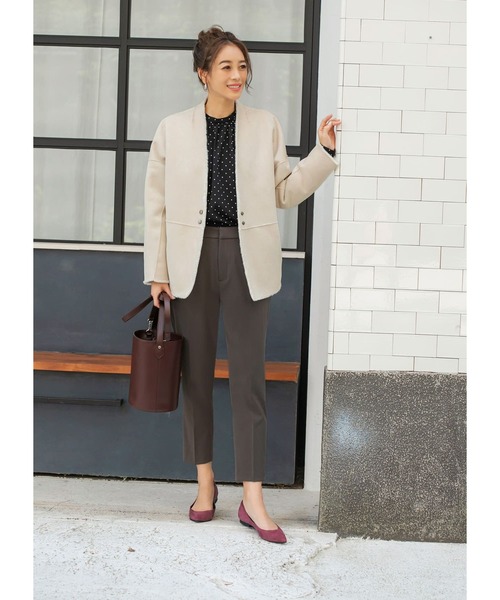 STYLE DELI（スタイルデリ）の「【Made in JAPAN】 ダブルクロステーパードパンツ（その他パンツ・レディース・ブラック/ブラウン/キャメル・SMALL/MEDIUM）」の5枚目の写真