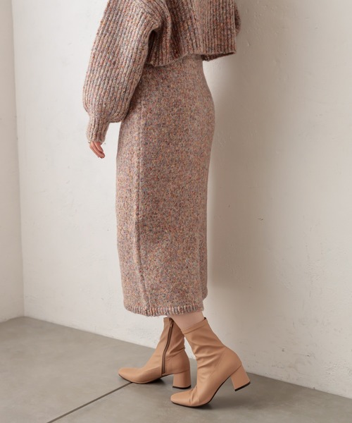 natural couture（ナチュラルクチュール）の「MIXヤーンIラインスカート（スカート・レディース・ブラウン/ピンク/ブルー・FREE）」の3枚目の写真