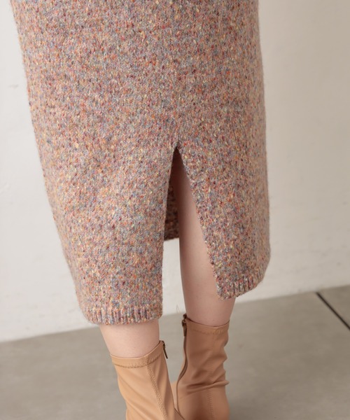 natural couture（ナチュラルクチュール）の「MIXヤーンIラインスカート（スカート・レディース・ブラウン/ピンク/ブルー・FREE）」の6枚目の写真