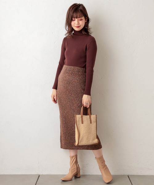 natural couture（ナチュラルクチュール）の「MIXヤーンIラインスカート（スカート・レディース・ブラウン/ピンク/ブルー・FREE）」の7枚目の写真