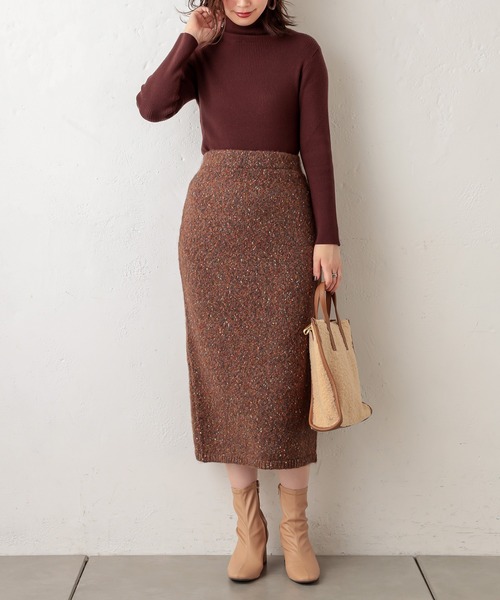 natural couture（ナチュラルクチュール）の「MIXヤーンIラインスカート（スカート・レディース・ブラウン/ピンク/ブルー・FREE）」の4枚目の写真