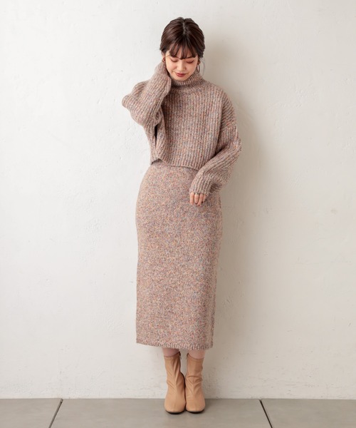 natural couture（ナチュラルクチュール）の「MIXヤーンIラインスカート（スカート・レディース・ブラウン/ピンク/ブルー・FREE）」の8枚目の写真