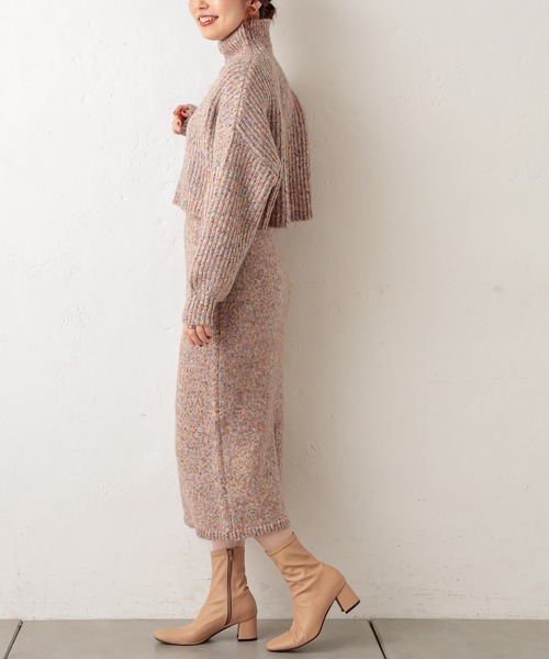 natural couture（ナチュラルクチュール）の「MIXヤーンIラインスカート（スカート・レディース・ブラウン/ピンク/ブルー・FREE）」の5枚目の写真