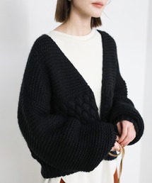 ランダム編みショートニットカーディガン