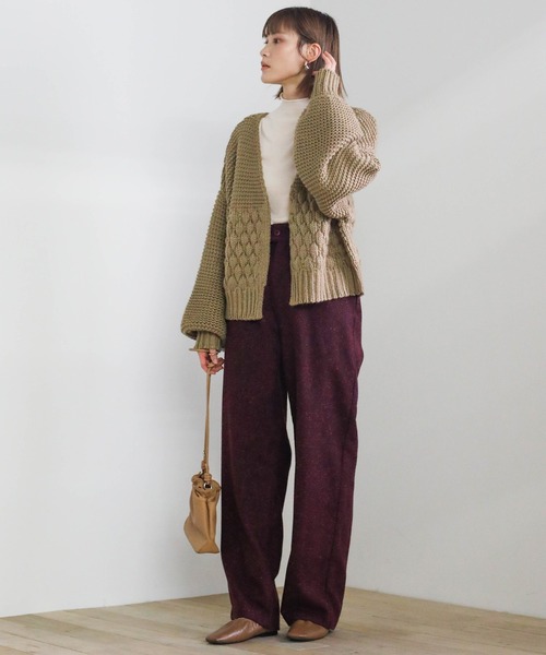 select MOCA（セレクトモカ）の「ランダム編みショートニットカーディガン（カーディガン/ボレロ・レディース・ブラック/ベージュ/グリーン・FREE）」の4枚目の写真