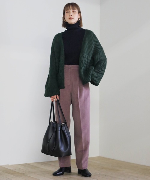 select MOCA（セレクトモカ）の「ランダム編みショートニットカーディガン（カーディガン/ボレロ・レディース・ブラック/ベージュ/グリーン・FREE）」の5枚目の写真