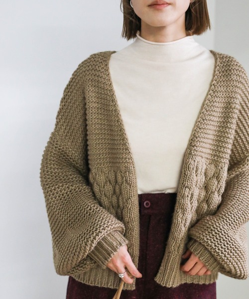 select MOCA（セレクトモカ）の「ランダム編みショートニットカーディガン（カーディガン/ボレロ・レディース・ブラック/ベージュ/グリーン・FREE）」の8枚目の写真