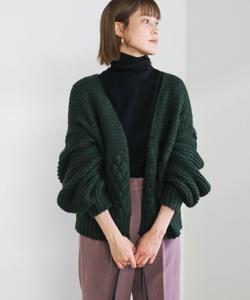 select MOCA（セレクトモカ）の「ランダム編みショートニットカーディガン（カーディガン/ボレロ・レディース・ブラック/ベージュ/グリーン・FREE）」の14枚目の写真