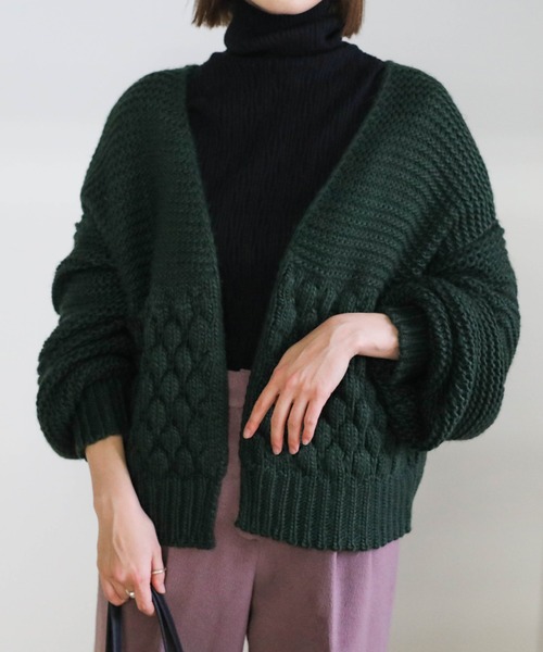 select MOCA（セレクトモカ）の「ランダム編みショートニットカーディガン（カーディガン/ボレロ・レディース・ブラック/ベージュ/グリーン・FREE）」の17枚目の写真