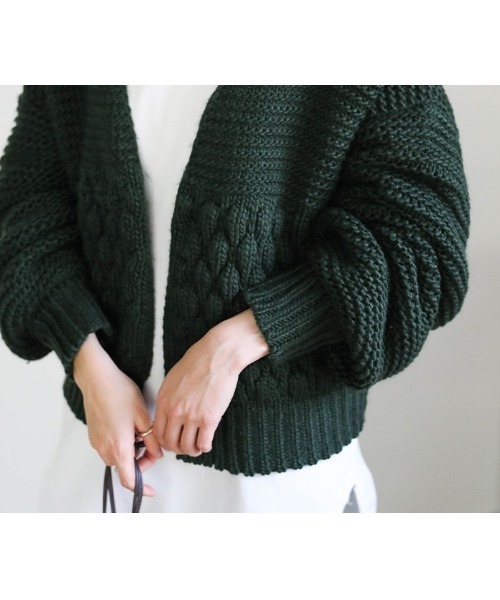 select MOCA（セレクトモカ）の「ランダム編みショートニットカーディガン（カーディガン/ボレロ・レディース・ブラック/ベージュ/グリーン・FREE）」の19枚目の写真