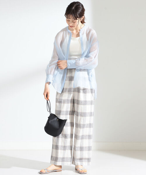 Ray BEAMS（レイビームス）の「Ray BEAMS / シアー バンドカラー シャツ（シャツ/ブラウス・レディース・ブラック/オフホワイト/サックスブルー・ONE SIZE）」の11枚目の写真