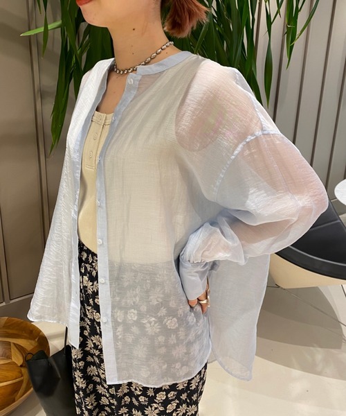 Ray BEAMS（レイビームス）の「Ray BEAMS / シアー バンドカラー シャツ（シャツ/ブラウス・レディース・ブラック/オフホワイト/サックスブルー・ONE SIZE）」の22枚目の写真