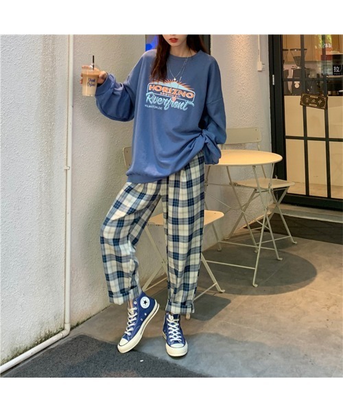 DEVICE(デバイス)の「カレッジロゴ オーバーサイズ スウェット トレーナー(スウェット・メンズ・グレー/ブルー・FREE)」の16枚目の写真