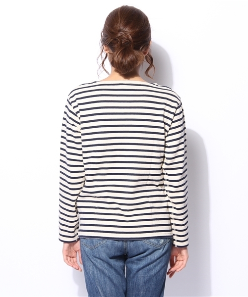 GIORDANO（ジョルダーノ）の「[GIORDANO]ﾎﾞｰﾀﾞｰ長袖Ｔシャツ（Tシャツ/カットソー・レディース・グレー/ネイビー/レッド・LARGE/MEDIUM）」の6枚目の写真