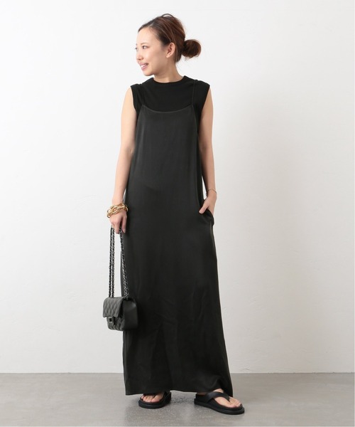 Deuxieme Classe silk dress キャミワンピース ブラック Deuxieme Classe（ドゥーズィエムクラス）の「silk dress（ワンピース