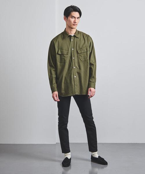 FUJITO（フジト）の「＜FUJITO（フジト）＞ ファティーグ シャツ（シャツ/ブラウス・メンズ・ブラック/オリーブ・3/1/2）」の4枚目の写真