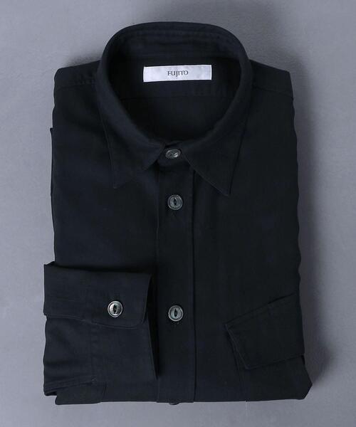FUJITO（フジト）の「＜FUJITO（フジト）＞ ファティーグ シャツ（シャツ/ブラウス・メンズ・ブラック/オリーブ・3/1/2）」の14枚目の写真
