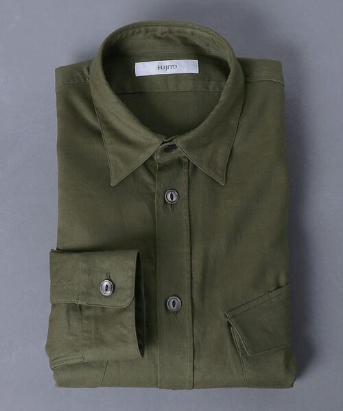 FUJITO（フジト）の「＜FUJITO（フジト）＞ ファティーグ シャツ（シャツ/ブラウス・メンズ・ブラック/オリーブ・3/1/2）」の10枚目の写真
