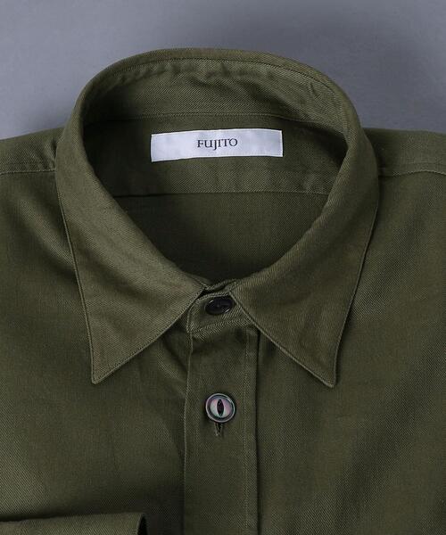 FUJITO（フジト）の「＜FUJITO（フジト）＞ ファティーグ シャツ（シャツ/ブラウス・メンズ・ブラック/オリーブ・3/1/2）」の11枚目の写真