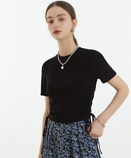 Fano Studios(ファノ ストゥディオズ)の「【Fano Studios】Side gather rib short T-shirt FC21S158(Tシャツ/カットソー・レディース・ブラック/ベージュ・S/L/M)」の12枚目の写真