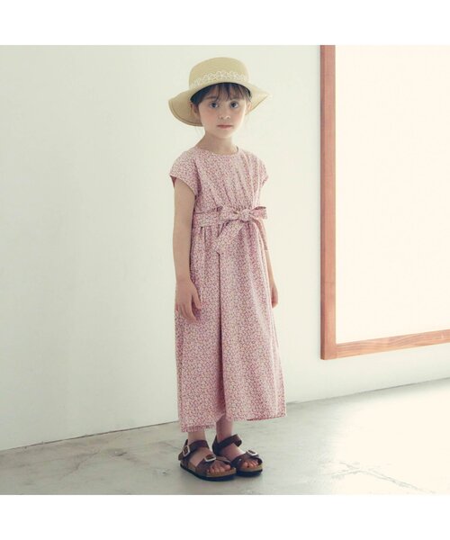 apres les cours（アプレレクール）の「WEB限定 お花＆チェック柄ロングワンピ（ワンピース・キッズ・ベージュ/ピンク/イエロー/ミント・80ｃｍ/90cm/110cm/100cm/120cm/130cm/140cm）」の12枚目の写真