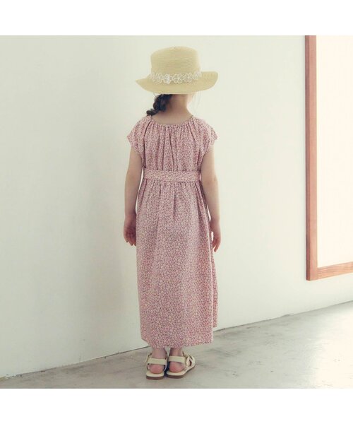 apres les cours（アプレレクール）の「WEB限定 お花＆チェック柄ロングワンピ（ワンピース・キッズ・ベージュ/ピンク/イエロー/ミント・80ｃｍ/90cm/110cm/100cm/120cm/130cm/140cm）」の16枚目の写真